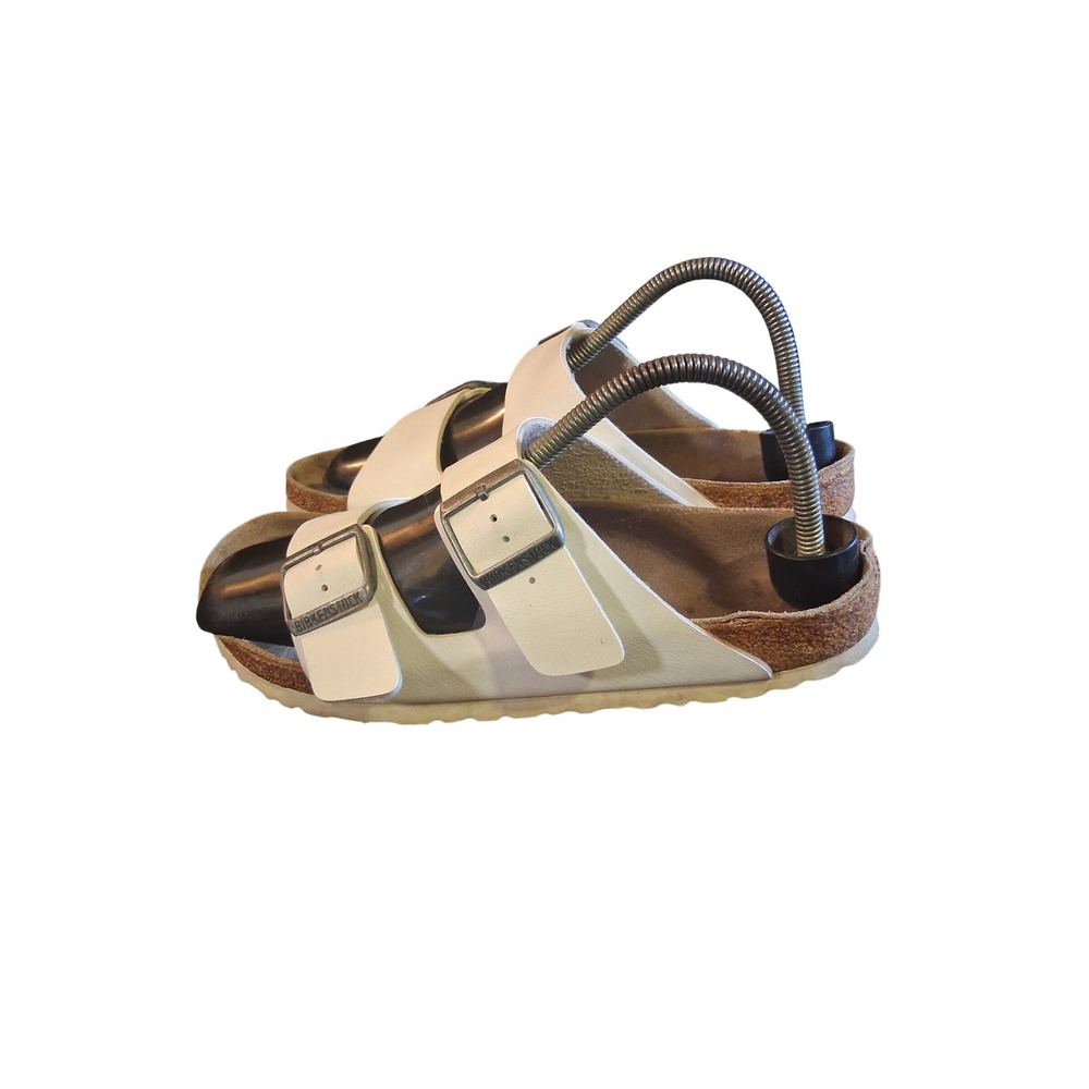 Birkenstock Arizona White Leather Two Strap Buckle Sandals Size 40 L9 M7